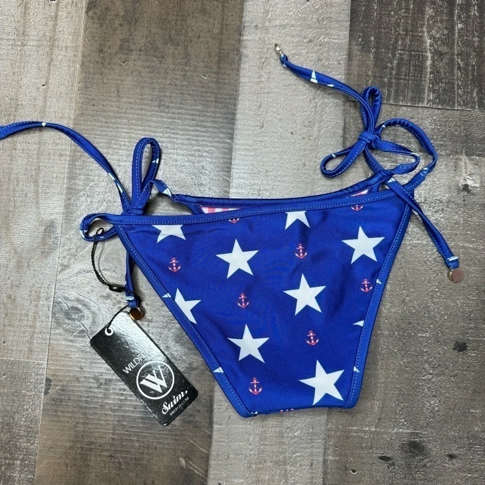 NWT Stars & Gingham Reversible Wildfox String Bikini Bottom XS
